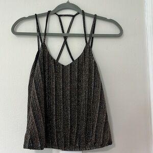 Express gold and black sparkly small petit top.